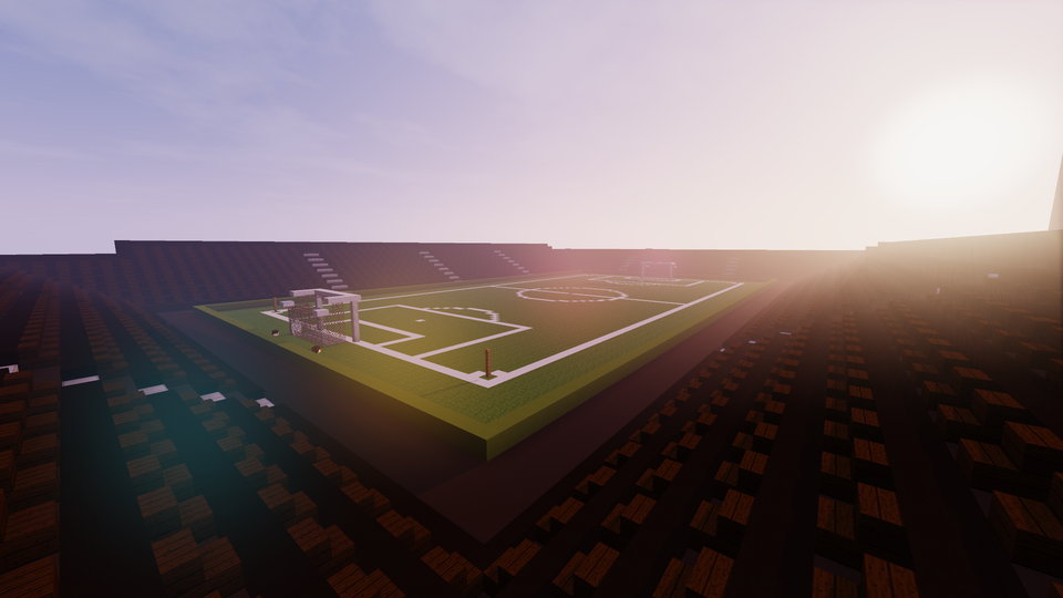Image d'un stade de foot avec shader et le texture pack